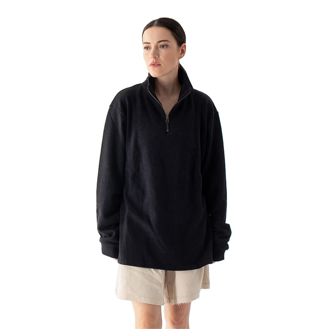 Zip separuh hoody wanita rami